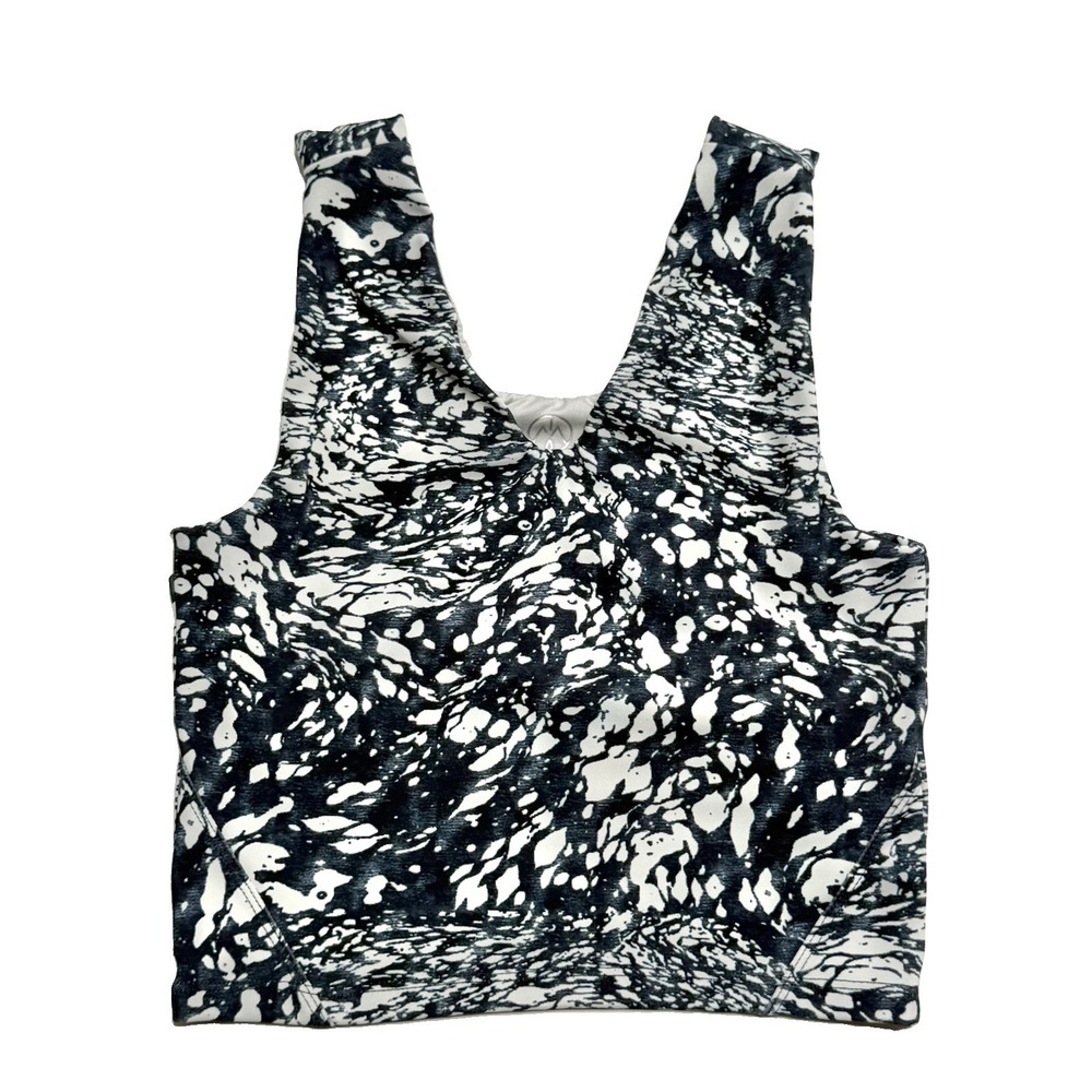 Move Theology Women's XS Tank Athletic Top Shelf Bra Black/White/Navy Marble